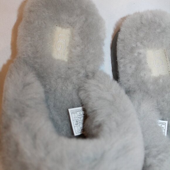 NEW UGG COZY WOMEN'S SUEDE SHEARLING LINED GRAY SLIPPERS‎ SZ 12 - Picture 4 of 6